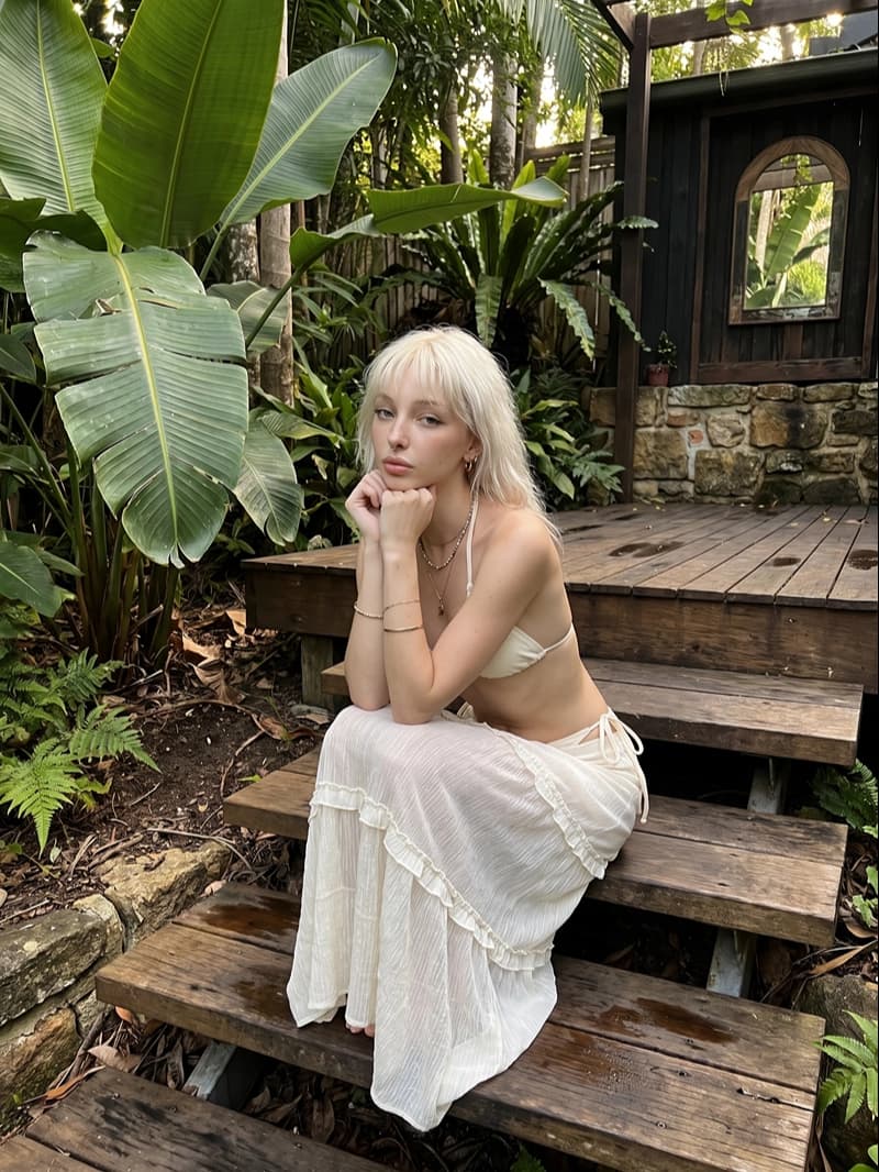 AI influencer in a tropical garden